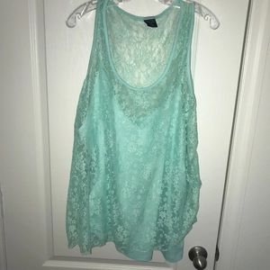 Plus Size Floral Sheer Tank Top Blouse